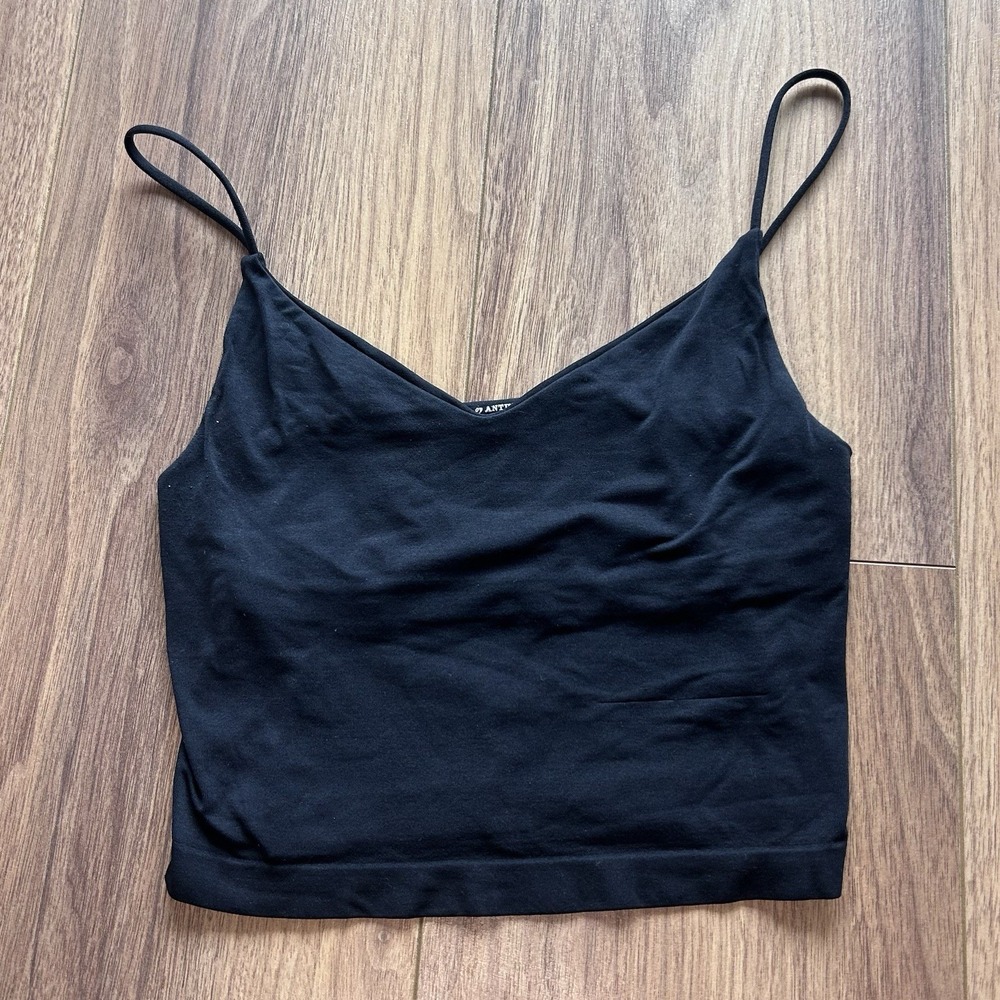 Anthropologie The Lyrebird Skin Seamless V Neck Tank XXS-XS Black